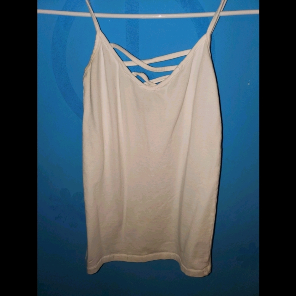 White cross string tank top